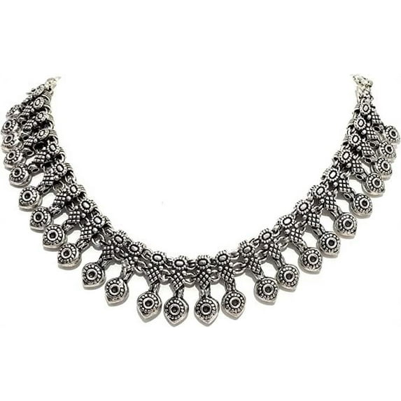 Necklace oxidised silver choker for women fashion traditional Indian jewelry tribal inspired antique silver Choker Metal jewellery