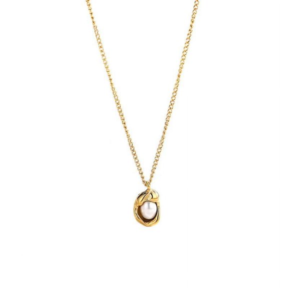 Necklaces 18K Gold-Plated Moonstone Pendant Necklace for Women, White Fritillaria - Trendy Jewelry with Mother of Pearl Charm - Dainty & Cute Necklaces for Women