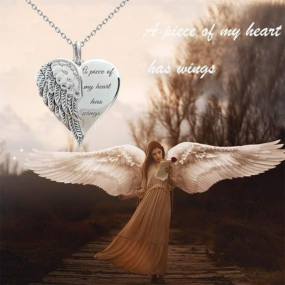 Necklaces Big Sale!Fighty Women's Vintage Angel W Ings Heart Necklace Unique Gift Party Accessories Silver