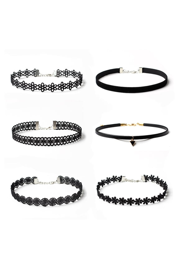 Necklaces Black Velvet Choker Set Classic Gothic Tattoo Lace Chokers