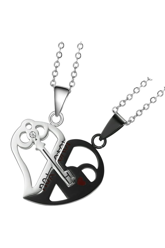 Necklaces Couples for Boyfriend and Girlfriend Jewelry Key Heart-shaped Stainless Steel Lovers