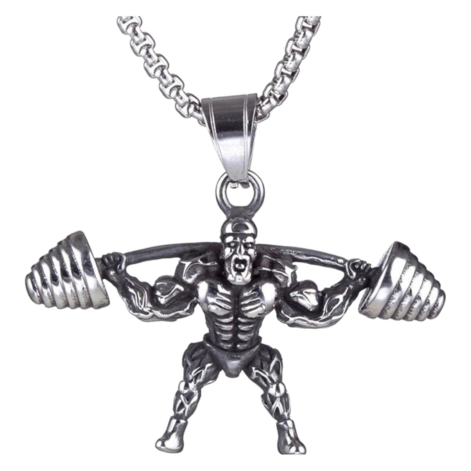 Necklaces Diamond Dumbbell Pendant Necklace Titanium Stainless Steel