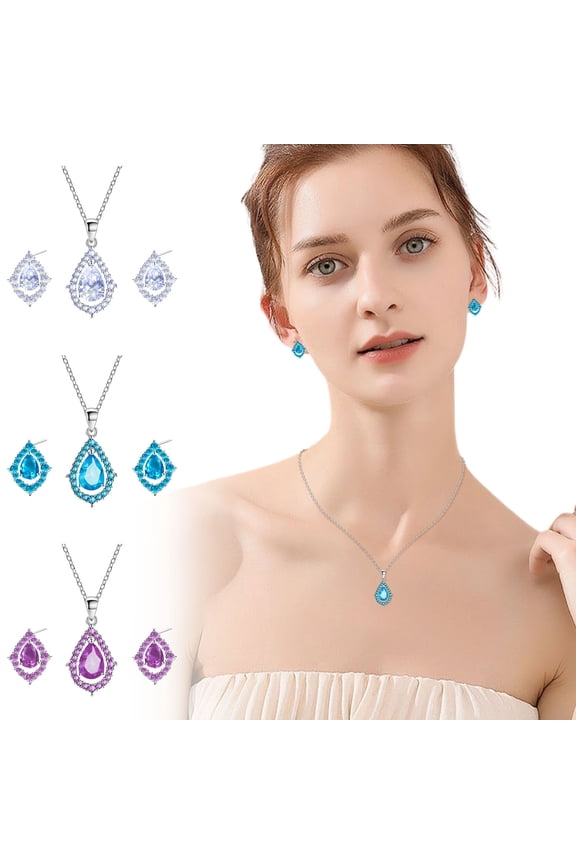 Necklaces For Women Pendant Fashion Jewelry Valentine Gift Rhinestone Heart Chain Earrings Party Jewelry Set Beaded Necklace Set Her