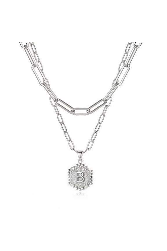 Necklaces For Women Silver Plated Dainty Layering Paperclip Link Chain Necklace Personalized Coin Initial Layered Gold Necklaces