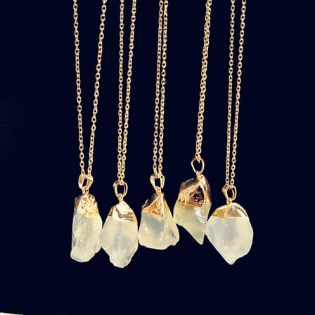 Necklaces & Pendants 1Pc Natural Stone Crystal Rock Necklace Gold Plated Quartz Pendant