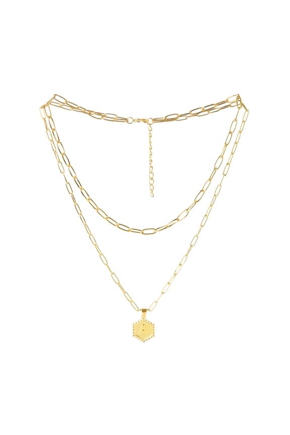 Necklaces Pendants 26 Initial Hexagon Necklace for Women Alphabet A Z Gold Tone Pendant for Her,35 44 cm,Gold A