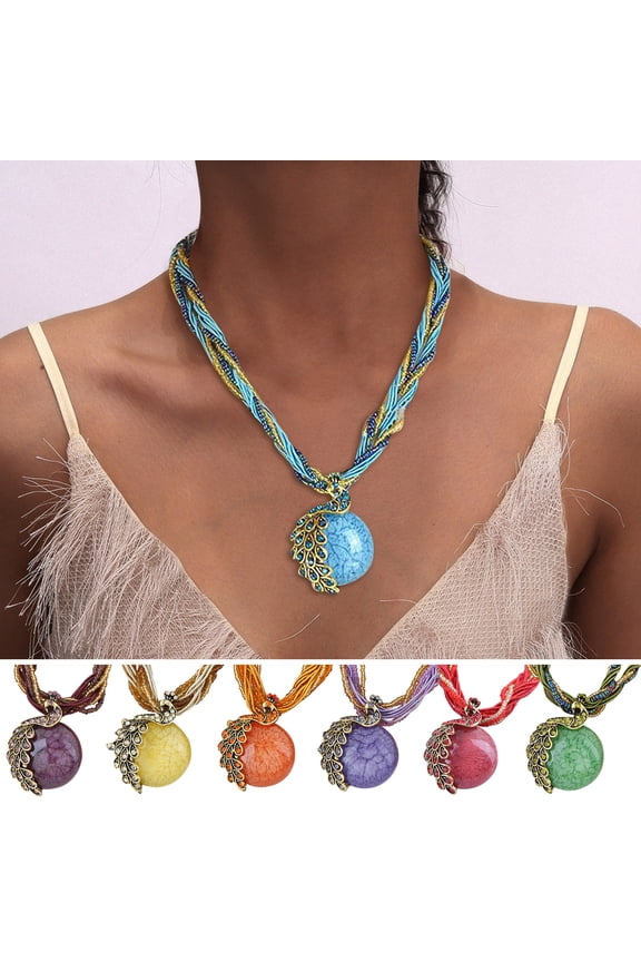 Necklaces & Pendants Bohemian Rhinestone Statement Jewelry for Women Elegant Pendant Necklace Fashion Accessories, Purple