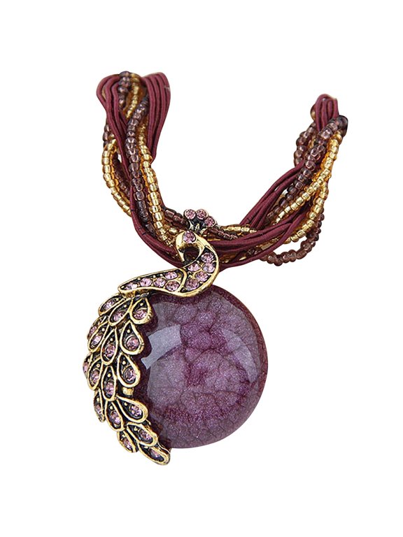 Necklaces & Pendants Bohemian Rhinestone Statement Necklace for Women Unique Pendant Design for Everyday Jewelry Accessory, , Dark Purple