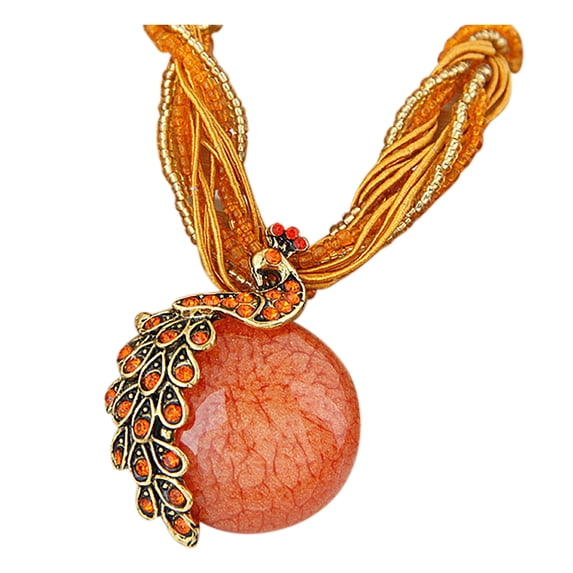 Necklaces Pendants Bohemian Statement Necklace with Rhinestone Pendant for Women Accessories Contemporary Jewelry,One Size,Orange