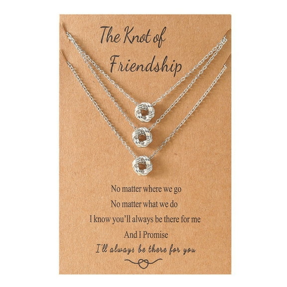 Necklaces & Pendants C001 Fashion Jewelry Knot Friendship Necklace with Card and Letter Brass Chain Best Friend Necklace Set (Silver )