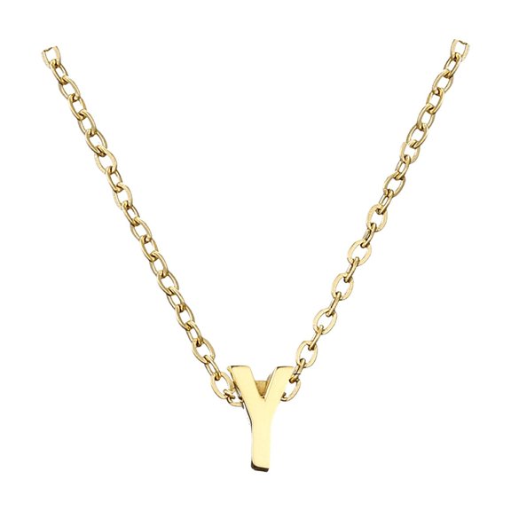 Necklaces & Pendants Elegant Gold Initial Necklace for Women A–Z Alphabet Letter Pendant Jewelry, 45+5cm, GoldY