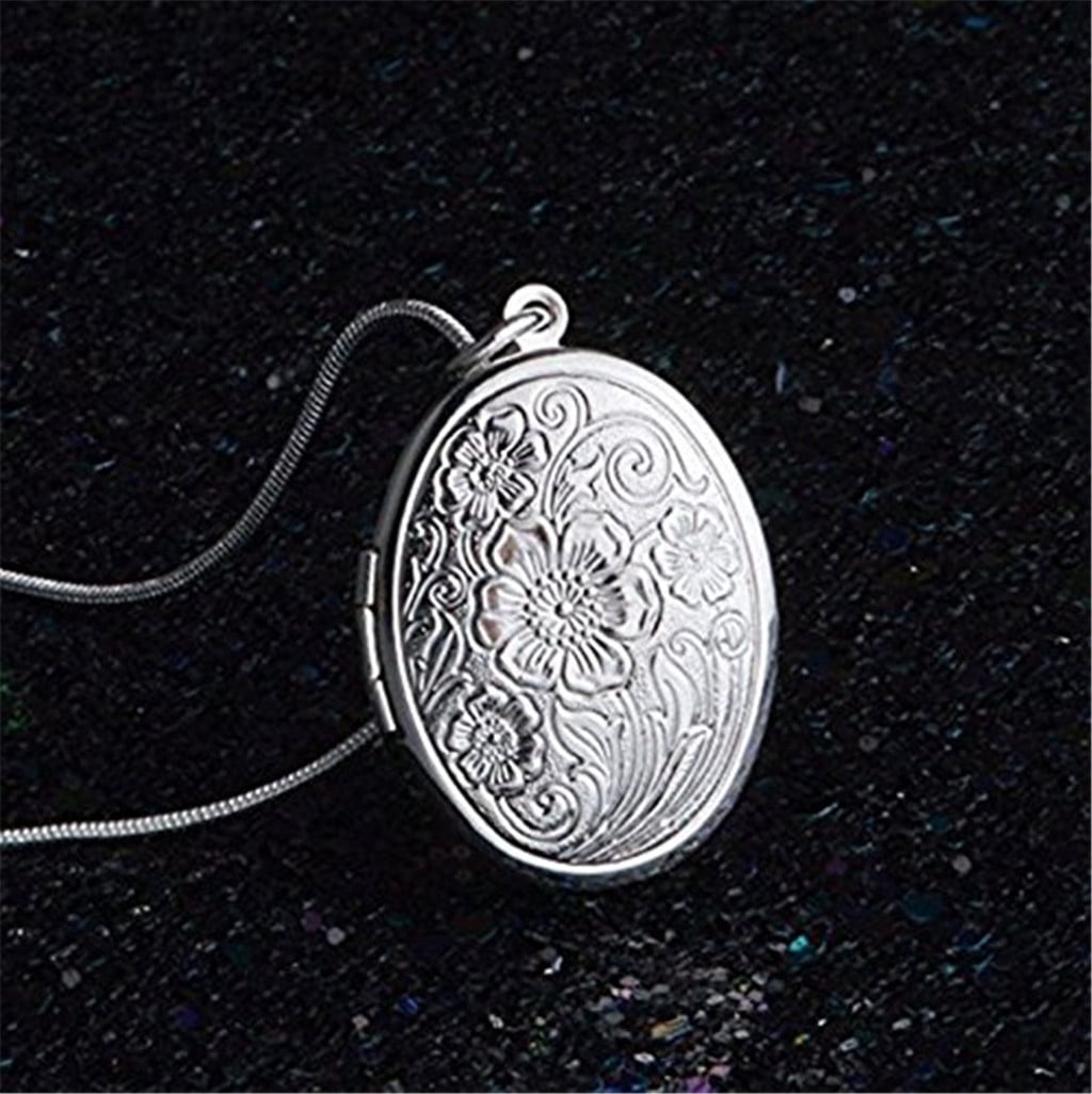 OCIVIESR Necklaces Pendants Fashion 925 Sterling Silver Rose Round Locket Necklace Box Snake Chain Jewelry