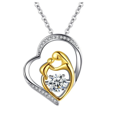 Necklaces & Pendants Gifts for Mum Sterling Silver Mother Daughter Love Heart Necklace Pendant (Gold )
