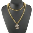 thumbnail image 1 of Necklaces Pendants Hop Style Dollar Sign Alloy Pendant Surfer Chain Necklace Gold Unisex Jewell, 1 of 8