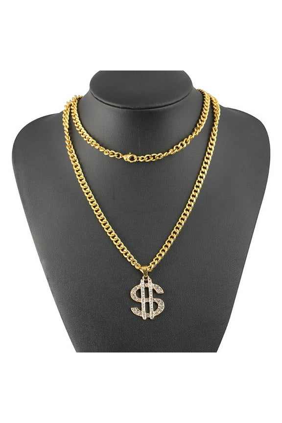 Necklaces Pendants Hop Style Dollar Sign Alloy Pendant Surfer Chain Necklace Gold Unisex Jewell