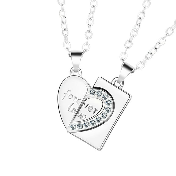 Necklaces & Pendants Love Stitching Couple Necklace Girlfriend Clavicle Chain Valentine's Day Gift (Silver )