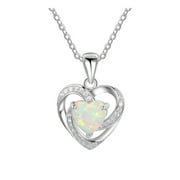 JIYUGALA Necklaces Pendants for Women Girls Opal Heart Diamond Encrusted Personality Jewelry Necklace Gifts Valentine's Day Gifts Clearance