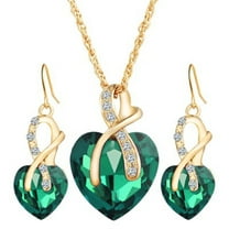 Necklaces Setsnecklaces & Pendants 2017 Fashion Jewelry Sets for Women Crystal Heart Necklace Earringswedding (Green )
