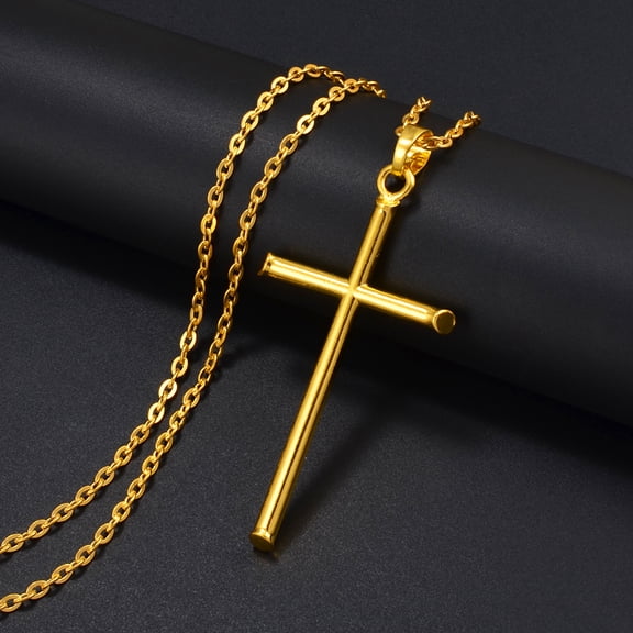 Necklaces Vintage 14k Yellow Gold Cross Pendants Chain Choker Jewellery Fashion Necklace For Women Jewelry Goth Party Gifts NEW