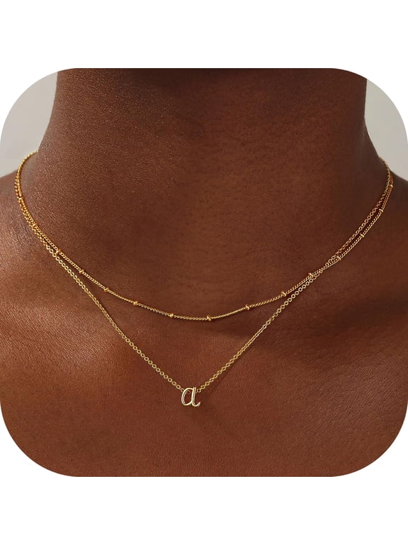 14K Gold Plated Layered Initial Dainty Choker Pendant Necklaces for Women Teen Girls Letter A-Z Jewelry Trendy Personalized Birthday Gifts for Women Girls Kids