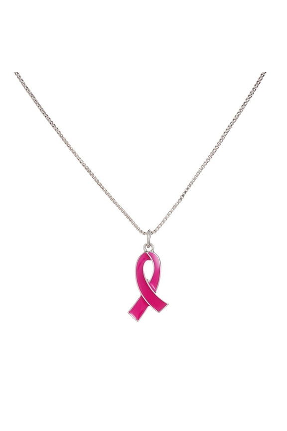 Necklaces for Women Breast Cancer Awareness Womens Necklaces Breast Care Accessories Fashion Necklaces Sweater Chain Red Ribbon Pendant Long Necklace Womens Clothing Accessories (Pink )