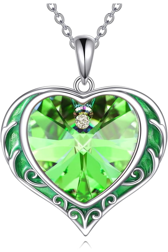 Necklaces for Women, Love Heart Pendant with Austrian Crystals, Jewelry Gifts for Wife, Sterling Silver Heart Necklaces, Birthday or Chrismas Holiday Gifts for Her, Mom