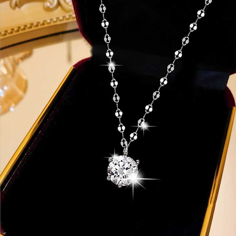 Necklaces for Women Simple Jewelry Fashion Single Diamond Pendant Necklace  Collarbone Chain Simple Temperament Alloy Wedding Pendant Necklace Jewelry