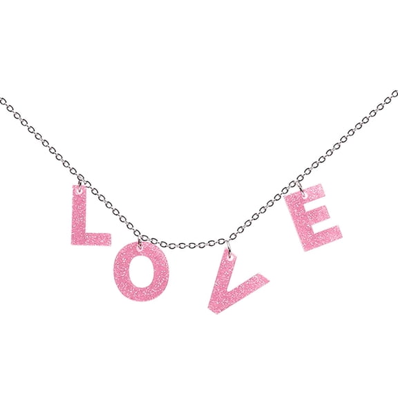 Necklaces for Womennecklaces & Pendants Love Valentine's Day English Letter Women's Pendant Necklace with Minimalist Design and Unique Jewelry Chain (Pink )