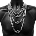 thumbnail image 1 of Necklaces by Erik Rayo Silver Cuban Curb Chain Necklace, Stainless Steel, 20 Inches, Handmade, 1 of 10