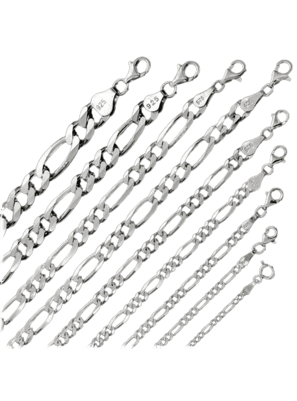 Necklaces for Men Women Kids Children 925 Sterling Silver Chain Plata Figaro Italian