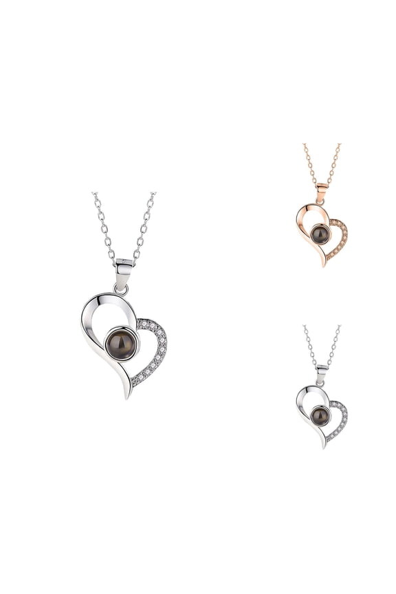 Necklaces for Women 2026 Fashion Heart Shape Projection of 100 Languages I Love You Pendant Necklace Jewelry Gift