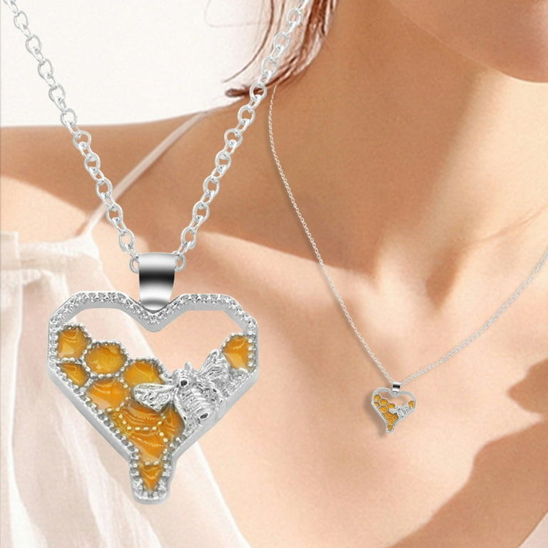 Dripping honey heart shop bee necklace