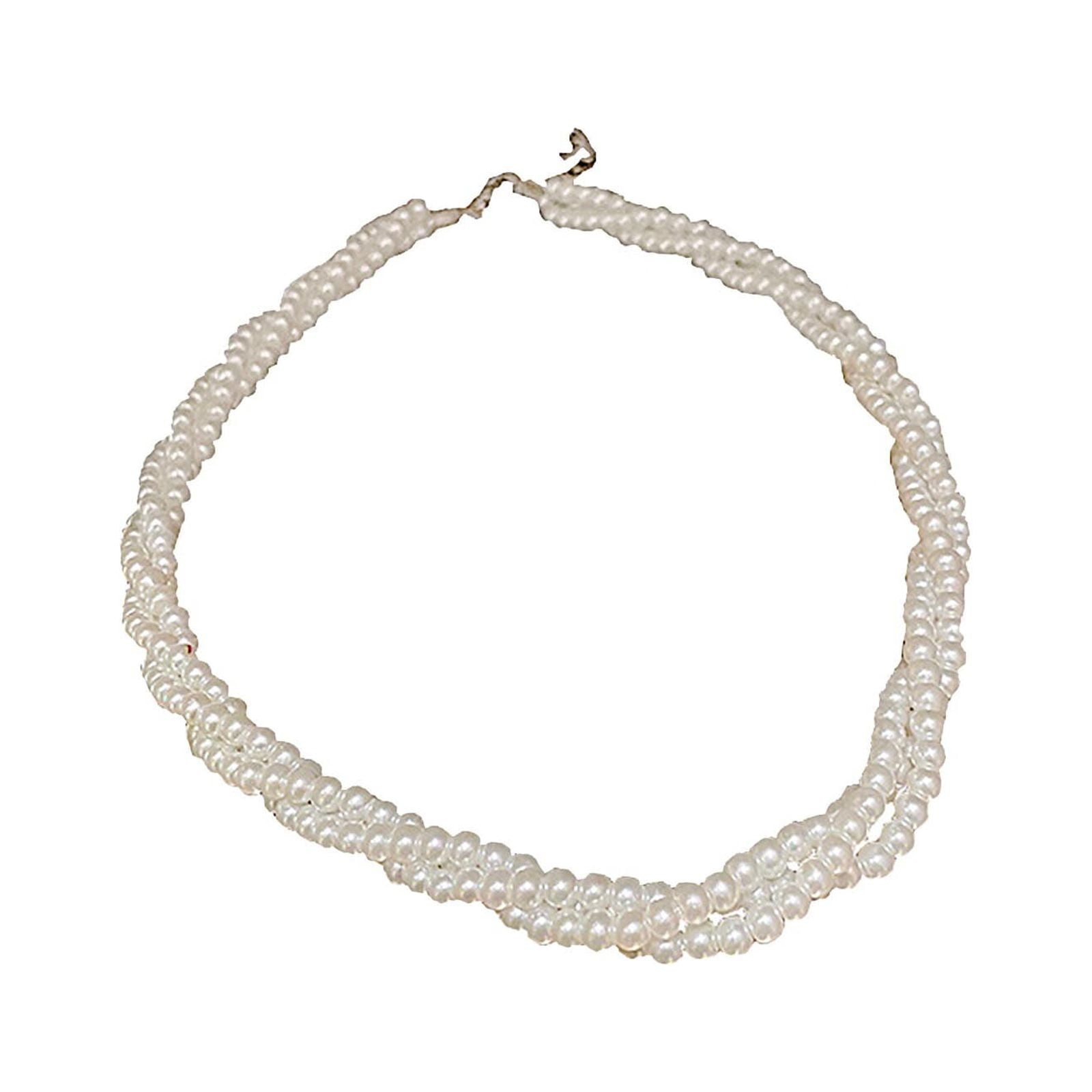 COOPSERBIL Necklacesfor Women Trendy 3 Triple Strand White Cultured Freshwater Pearl Necklace for Women Good Luste Anniversary Wife Necklacesfor Teen Girls Pearls A