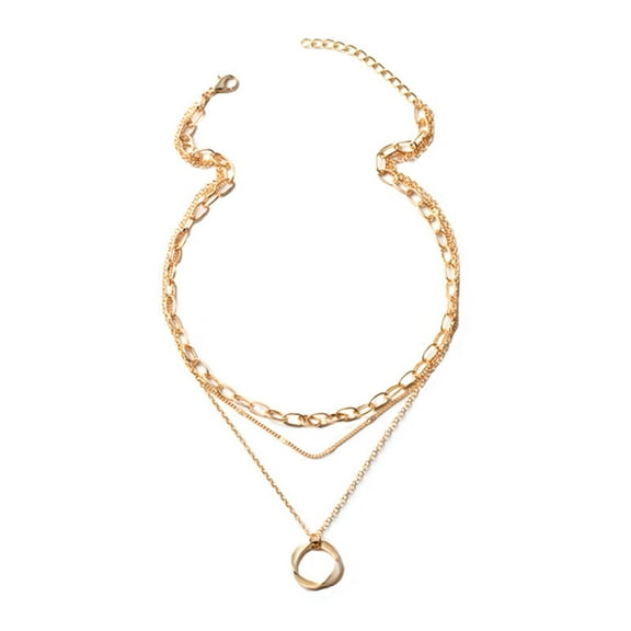 Necklaces for Women Trendy Women'S Jewelry Women's Valentine's Day Layered Gold Necklace Stackable Exquisite Round Clip Chain