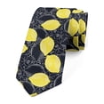 thumbnail image 1 of Necktie, Lemons and Blossoms Drawings, 3.7", Charcoal Grey Yellow, by Ambesonne, 1 of 4