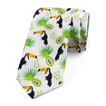thumbnail image 1 of Necktie, Toucan and Palm Pattern, 3.7", Green Black and Orange, by Ambesonne, 1 of 4