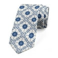 thumbnail image 1 of Necktie, Traditional Azulejo Tile Art, 3.7", Off White and Night Blue, by Ambesonne, 1 of 4
