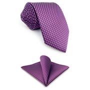 Neckties for Men Dotty Purple with Blue Dots Tie Set with Matching Pocket Square 57.5"