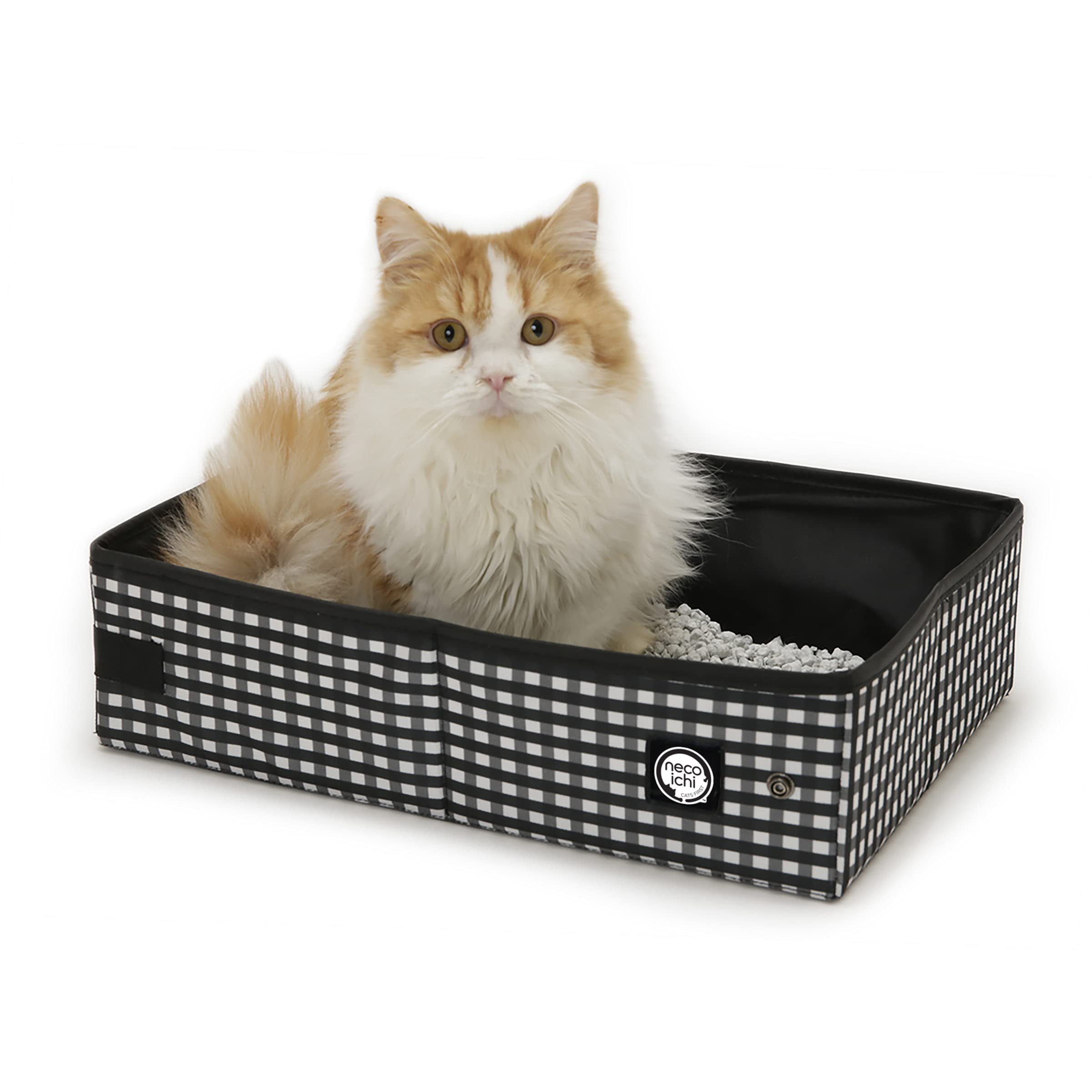 Black and White Checkered Portable Cat Litter Box