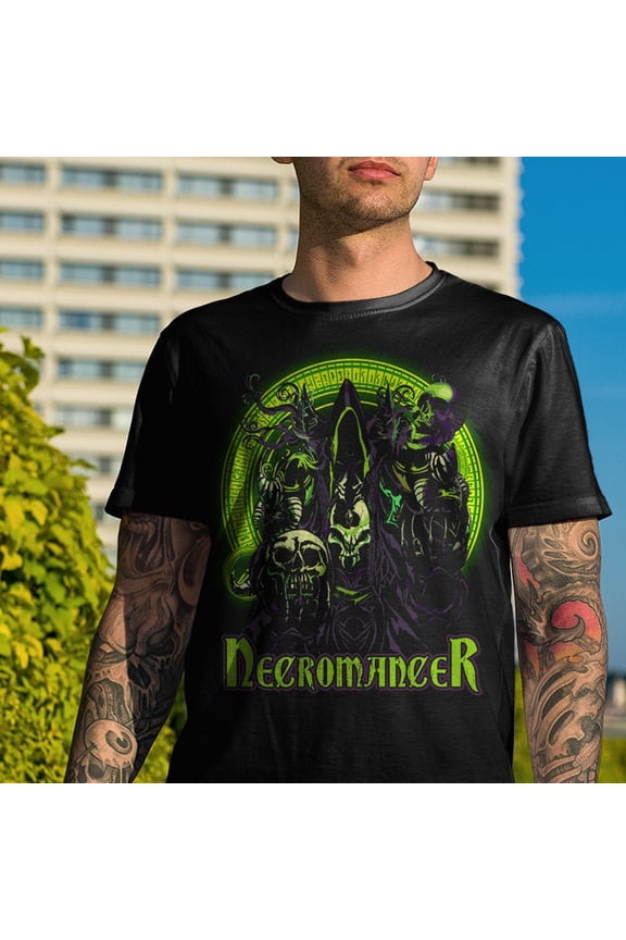 Necromancer Fantasy Class Graphic T-Shirts for Gamers, Explores Dungeons and Slay Dragons Tabletop RPG gaming shirt for Nerds and Geeks
