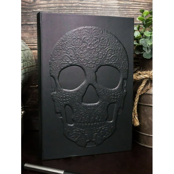 Necromancy Gothic Tooled Floral Sugar Skull Blank Page Hardcover Journal Book