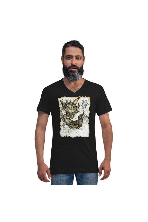 Necronomicon Summoned Demon Creature Unisex Short Sleeve V-Neck T-Shirt