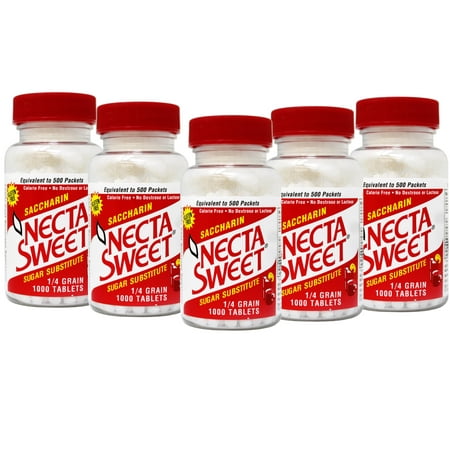 Necta Sweet Saccharin Sugar Substitute 1/4 Grain, 1000 Tablets - 5 Pack