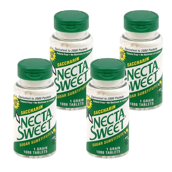 Saccharin - Zero-Calorie Sugar Substitutes (4-Pack 1,000-Tablet Bottle)