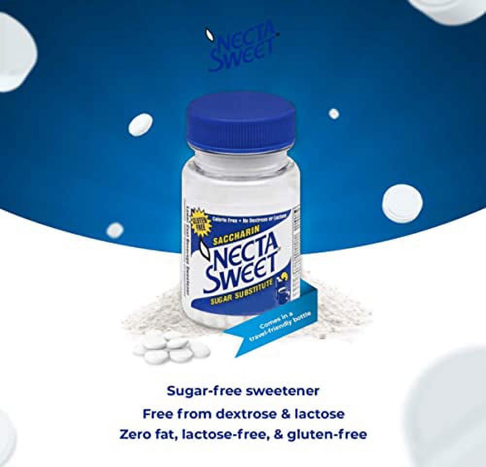 Necta Sweet Saccharin Tablets, 1/2 Grain, 1000 Tablet Bottle (Pack of 4