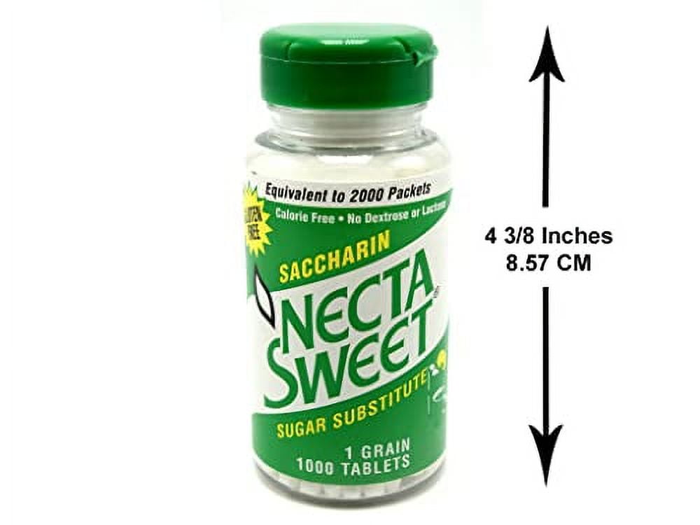 Necta Sweet Saccharin Tablets, 1 Grain, 1000 Tablet Bottle (Pack of 2