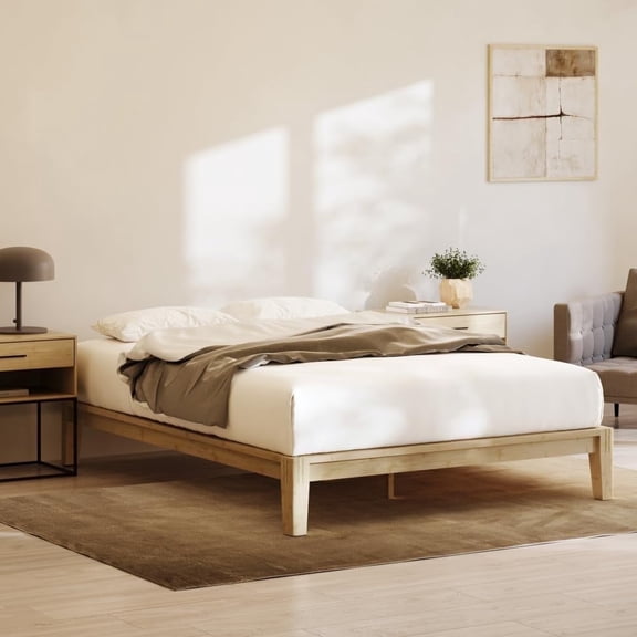 Nectar Bamboo Platform Bed Frame - Full - Natural - Floating Center Support Legs - 12” Height - Easy Tool Free Set Up - Contemporary and Durable - Sturdy Wooden Support Slats - Holds Up To 800 Pounds