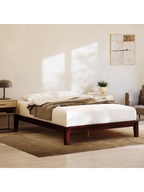 Bamboo Platform Bed Frame - Twin XL - Walnut - Floating Center Support Legs- 12” Height - Easy Tool Free Set Up - Contemporary and Durable - Sturdy Wooden Support Slats - Holds 500 Pounds