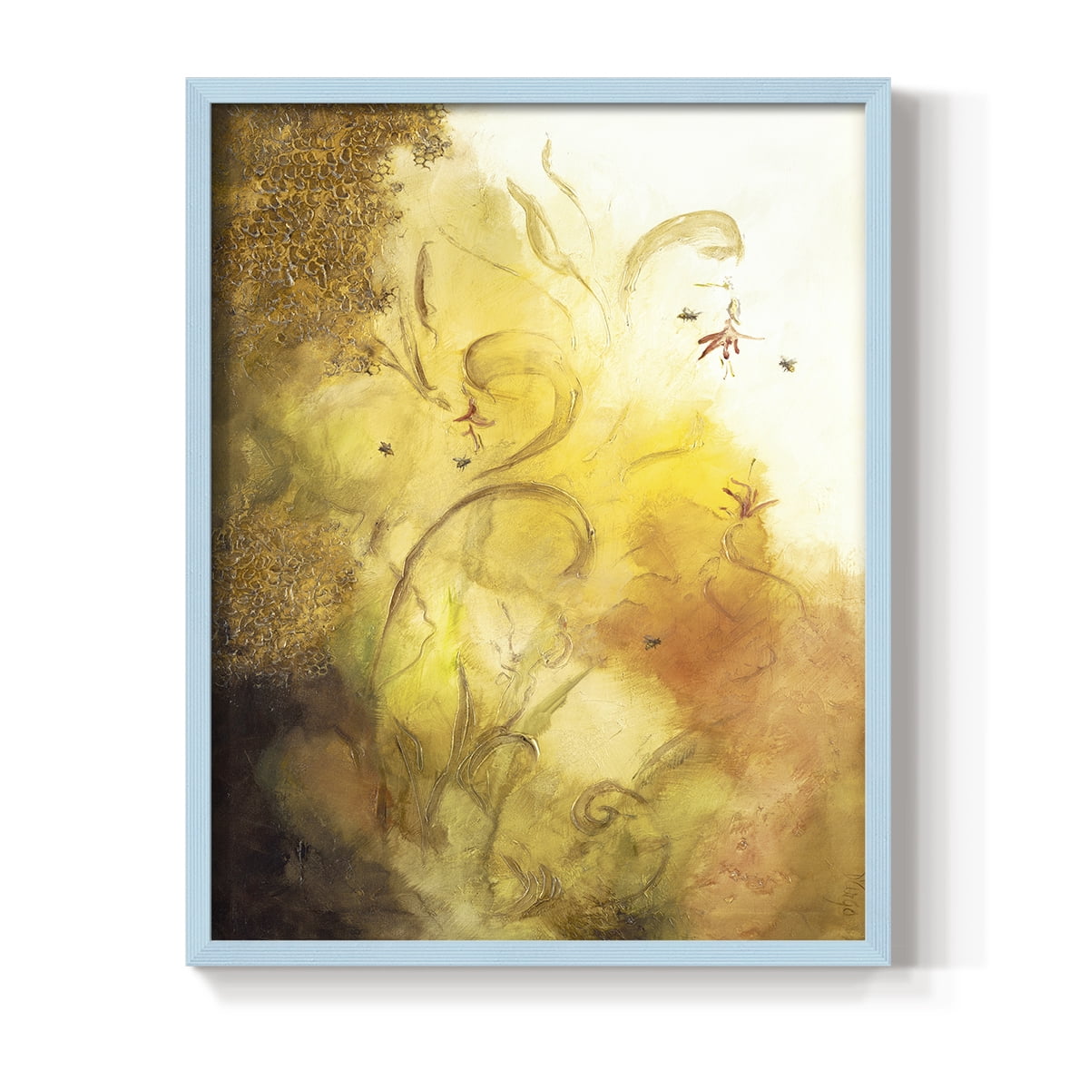 Nectar III Framed Print in Blue Solid Wood Framed Print No Nail Hanging