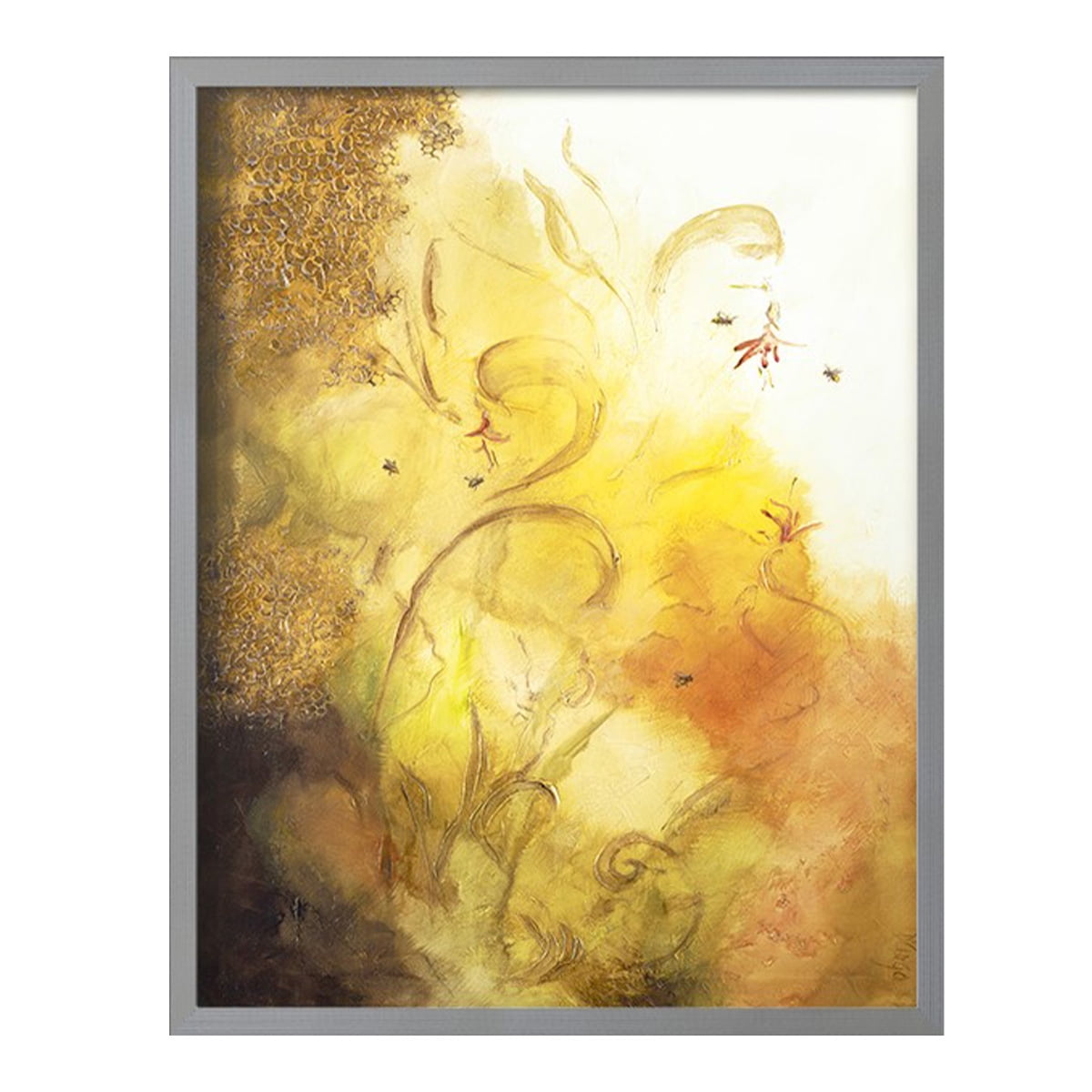 Nectar III Framed Print in Gray Solid Wood Framed Print No Nail Hanging